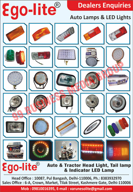 Auto Lamps, Led Lights, Automotive Lights, Tractor Head Lights, Auto Tail Lamps, Auto Indicator Led Lamps, Auto Head Lights, Tractor Tail Lamps, Tractor Indicator Led Lamps