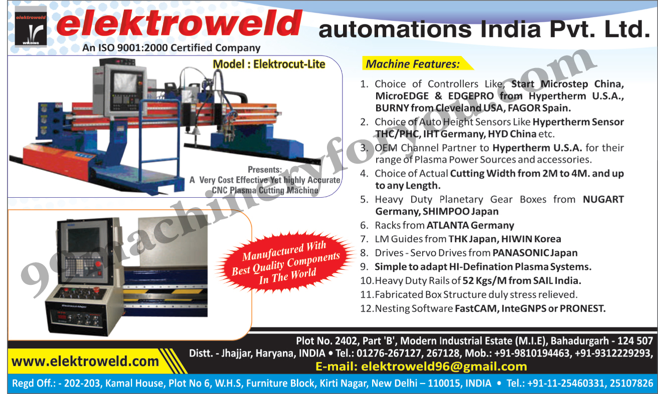 CNC Plasma Cutting Machines,Inverter Based Welding Machines