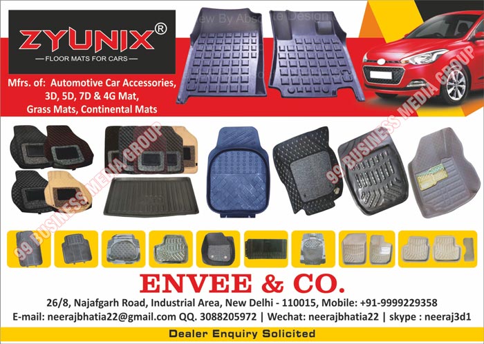 Automotive Accessories, Car Accessories like Door Visors, Rubber Automotive Mats like, Continental Mats, Car Mats, Scooter Mats, Grass Mats, 3D Mats, 5D Mats, 7D Mats, 3G Plus Mats