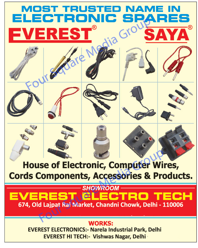 Electronic Spares, Computer Wires, Computer Cord Components, Electronic Accessories,Audio Video Cables, Cables, Coaxial Cables, Coil Cords, Moulded Cords, Power Cables