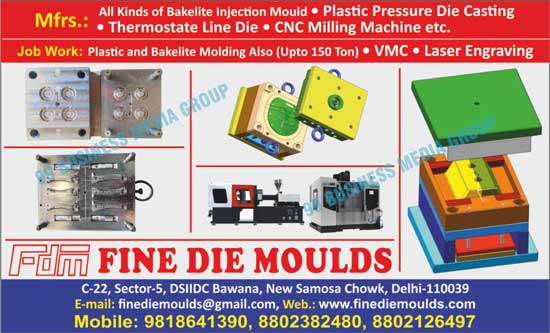 Bakelite Injection Moulds, Plastic Pressure Die Castings, Thermostate Line Dies, CNC Milling Machines