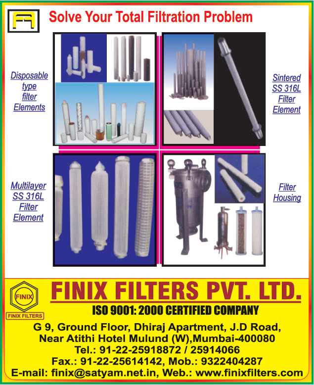 Disposable Type Filter Elements, Sintered Filter Elements, Multilayer Filter Elements, Filter Housing