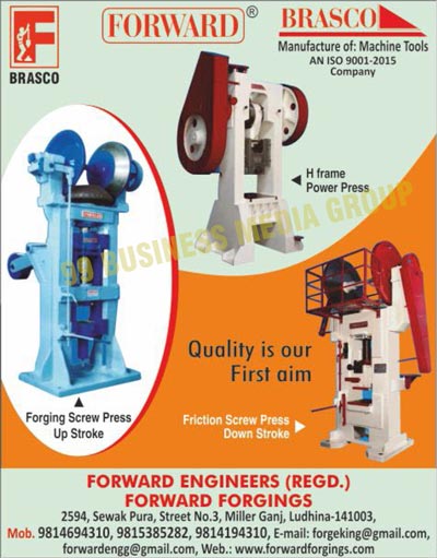 Forging Screws, Friction Presses, Power Presses, SPM Machines, SP Machines, Special Purpose Machines, Down Stroke Power Presses, UP Stroke Power Presses, H Type Power Presses, Machine Tools, H Frame Power Presses, Friction Screw Press Down Strokes, Forging Screw Press UP Strokes
