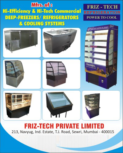 Commercial Deep Freezers, Refrigerators, Cooling Systems, Display Cabinets, Eutectic Coolers, Open Coolers