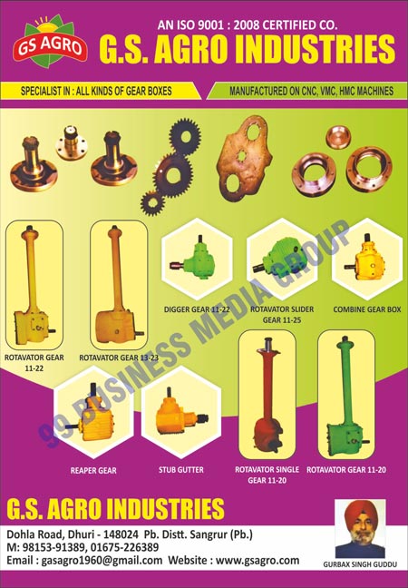 Gear Boxes, On CNC Machines, VMC Machines, HMC Machines, Rotavator Gears, Digger Gears, Reaper Gears, Stub Gutters, Combine Gear Boxes, Rotavator Slider Gears