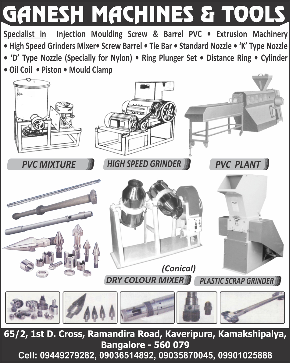 PVC Injection Moulding Screws, PVC Injection Moulding Barrels, Extrusion Machinery, Plastic Grinder Mixers, Screw Barrels, Nozzles, K Type Nozzles, D Type Nozzles, K Type Nylon Nozzles, D Type Nylon Nozzles, Nylon Nozzles, Ring Plunger Sets, Distance Rings,  PVC Mixtures, PVC Pants, Dry Colour Mixers, Plastic Scrap Injection Moulding Machine Pistons, Injection Moulding Machine Oil Coils, Injection Moulding Machine Pistons, Injection Moulding Machine Mould Clamps, Plastic Waste Injection Moulding Machine Pistons,Tie Bar, Injection Moulding Screw, Injection Barrel PVC, High Speed Grinders Mixer, Cylinder, Oil Coil, PVC Plant, Mixer, Plastic Scrap Grinder, Dry Colour Mixer, Grinder