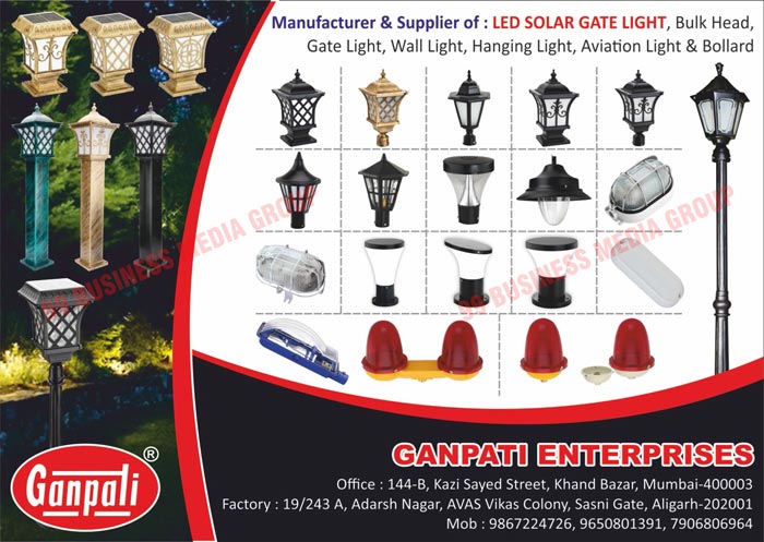 Led Solar Gate Lights, Bulkhead Lights, Gate Lights, Wall Lights, Hanging Lights, Aviation Lights, Led Bollards