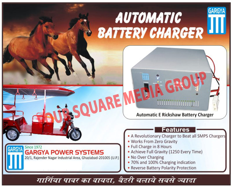 E Rickshaw Battery Chargers, Automatic E Rickshaw Battery Chargers, Automatic Electric Rickshaw Battery Chargers, Automatic Battery Operated Rickshaw Battery Chargers, SMPS, Industrial Chargers, DC Power Supplies, Solar Charge Controllers, Automotive Battery Chargers, Industrial Battery Chargers, DC Power Supply, Voltage Stabilizer, Constant Voltage Transformer, CVT