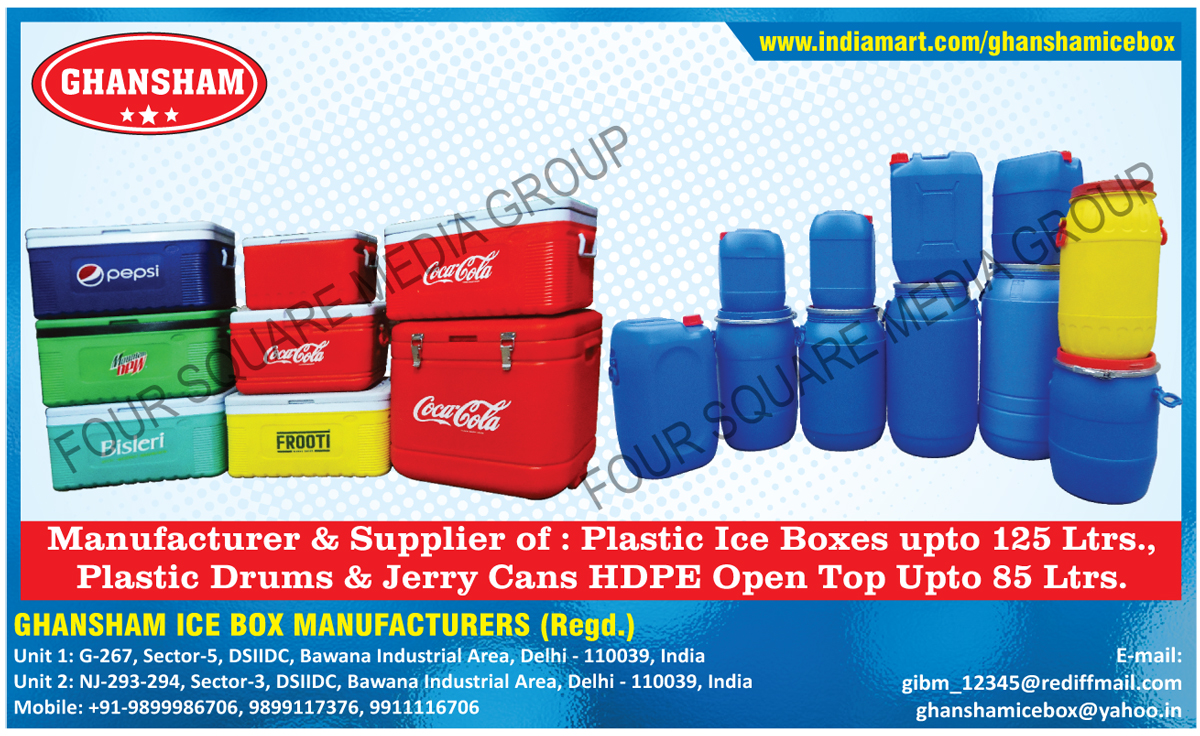 Plastic Ice Boxes, Plastic Drums, HDPE Jerry Cans Open Top