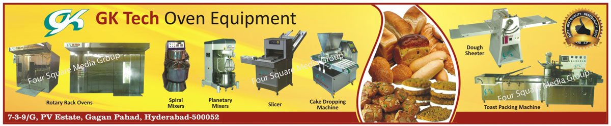 Rotary Rack Oven, Spiral Mixer, Planetary Mixer, Slicer, Cake Dropping Machine, Dough Sheeter, Toast Packing Machine