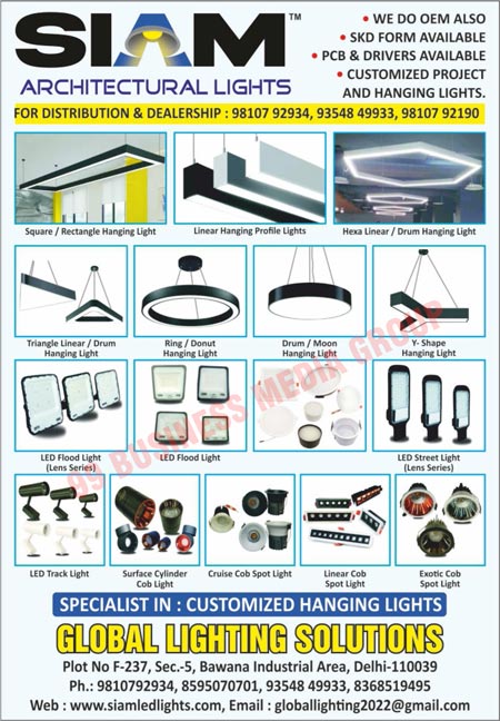 Led Lights, Hanging Lights, Architectural Lights, Square Hanging Lights Rectangle Hanging Lights, Linear Hanging Profile Lights, Linear Hanging Lights, Drum Hanging Lights, Triangle Linear Hanging Lights, Triangle Drum Hanging Lights, Ring Hanging Lights, Donut Hanging Lights, Moon Hanging Lights, Y-Shape Hanging Lights, Led Flood Lights, Led Street Lights, Lens Series Led Flood Lights, Lens Series Led Street Lights, Led Track Lights, Surface Cylinder Cob Lights, Cruise Cob Spot Lights, Linear Cob Spot Lights, Exotic Cob Spot Lights