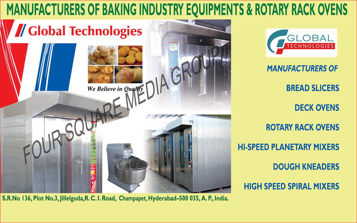 Bread Slicers, Deck Ovens, Rotary Rack Ovens, Planetary Mixers, Dough Kneaders, Spiral Mixers, Baking Equipments