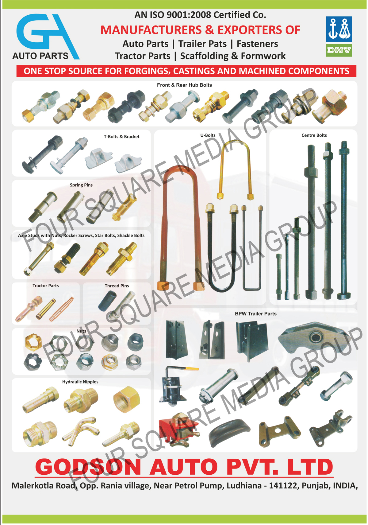 Hub Bolts, U Bolts, Center Bolts, Axle Stud Kits, King Pins