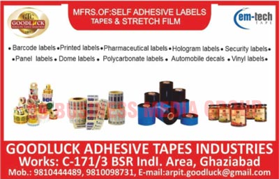 Self Adhesive Tapes, Self Adhesive Labels, Self Adhesive Stretch Films, Security Tapes, Duct Binding Tapes, Book Binding Tapes, Tissu Tapes, BOPP Tapes, Foam Tapes, VHB Tapes, Anti Skid Tapes, Polyester Tapes, Cross Filament Tapes, Aluminium Foil Tapes, Surface Protection Films, HDPE Tapes, Teflon Tapes, Retro Reflective Tapes, PVC Insulation Tapes, Friction Tapes, Floor Marking Tapes, Drywall Joint Tapes, Masking Tapes, Craft Paper Tapes, Sublimation Tapes, Double Side Cotton Tapes, Fine Line Masking Tapes, Barcode Labels, Printed Labels, Pharmaceutical Labels, Hologram Labels, Security Labels, Panel Labels, Dome Labels, Polycarbonate Labels, Automobile Decals, Vinyl Labels