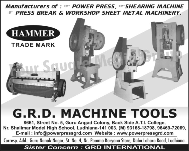 Power Presses, Shearing Machines, Press Brake Machinery, Workshop Sheet Metal Machinery