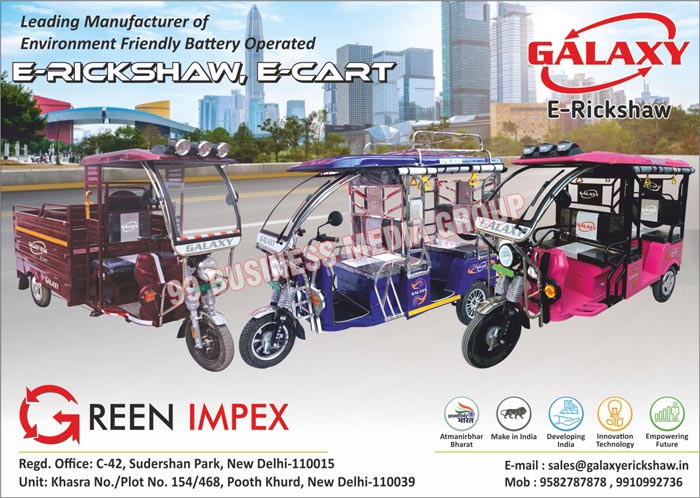 E Rickshaws, Electric Rickshaws, Battery Operated Electric Rickshaws, Electric Carts