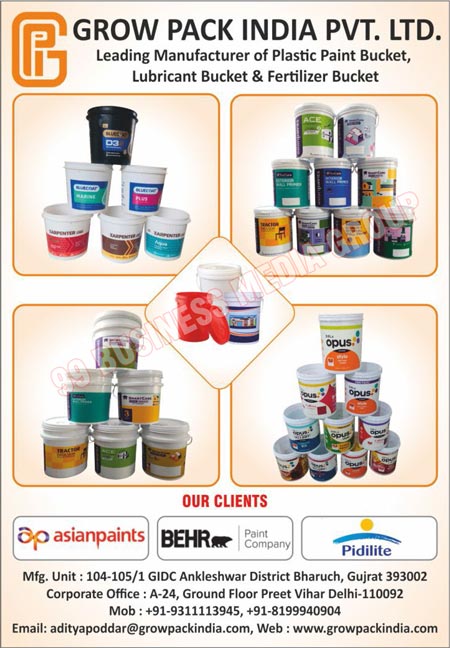 Plastic Buckets, Plastic Paint Buckets, Plastic Lubricant Buckets, Plastic Fertilizer Buckets