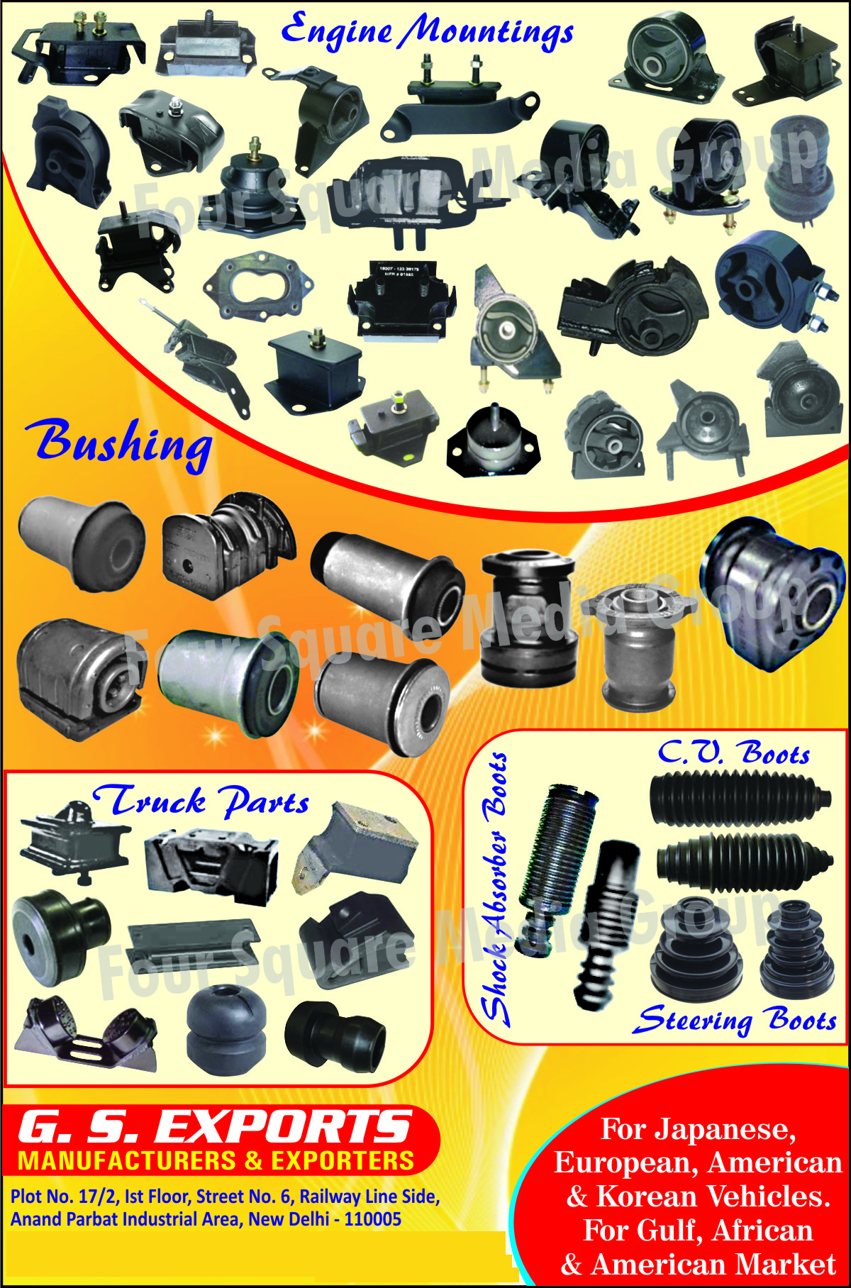 Bushing, Engine Mounting, Steering Boots, CV Boots, Shock Absorber Boots, Truck Parts