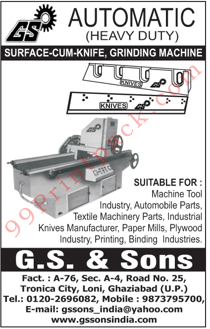 Surface Cum Knife Grinding Machines, Knife Grinding Machines, Industrial Knives