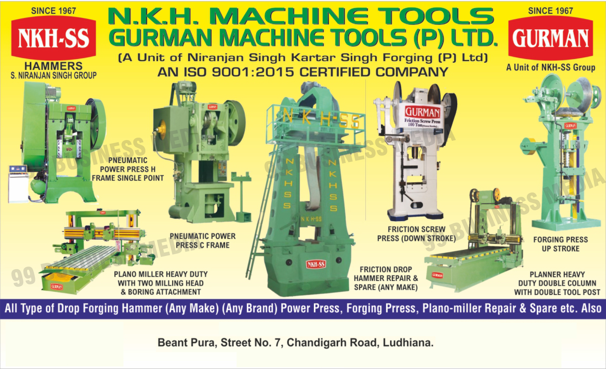 H Frame Power Press , Inclinable Power Press, C Type Pneumatic Clutch Power Press, Double Column Planner with Double Tool Post, Planno Miller with Two Milling Head and Boring Attachment, Down Stroke Friction Screw Press, Up Stroke Forging Press, Gear Shaping Machines,Friction screw press, Forging press, Power press inclinable, pneumatic clutch, Power press H Frame single point pneumatic clutch 