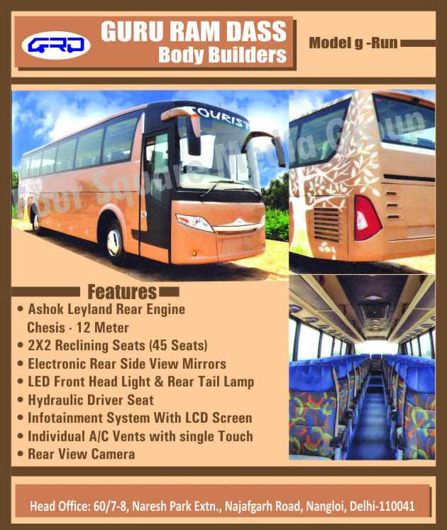 Luxury Bus Body Fabrication, Luxury Bus Body Builders,Rear Engine Chesis Meter, Reclining Seats, Electronic Rear Side View Mirrors, LED Front Head Lights, Rear Tail Lamp