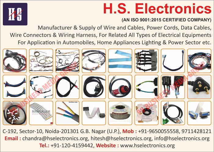 Wires, Cables, Power Cords, Data Cables, Wire Connectors, Wiring Harnesses