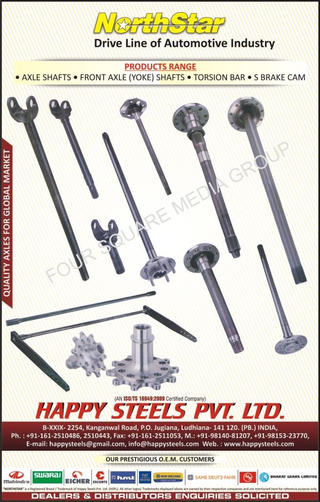 Axle Shafts, Front Axle Shafts, Torsion Bar, S Brake Cam, Front Axle Yoke Shafts