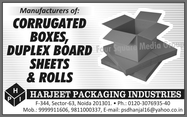 Corrugated Boxes, Duplex Board Sheets, Duplex Board Rolls