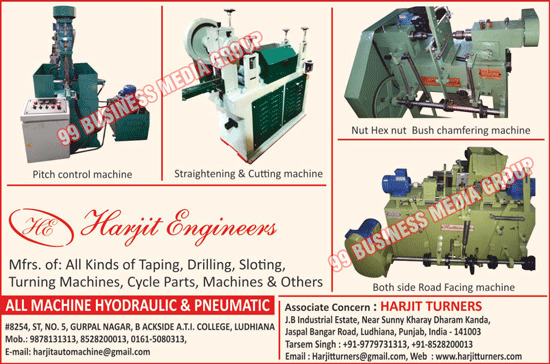 Taping Machines, Drilling Machines, Sloting Machines, Turning Machines, Cycle Parts, Machines, Pitch Control Machines, Straightening Machines, Cutting Machines, Both Side Road Facing Machines, Nut Hex Nut Bush Chamfering Machines