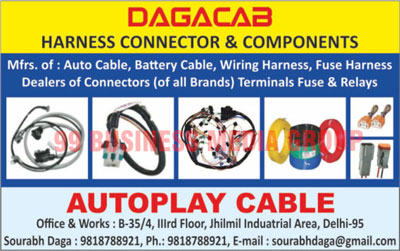 Automotive Cables, Battery Cables, Wiring Harness, Fuse Harness, Fuse Boxes, Connectors, Terminal Fuses, Terminal Relays