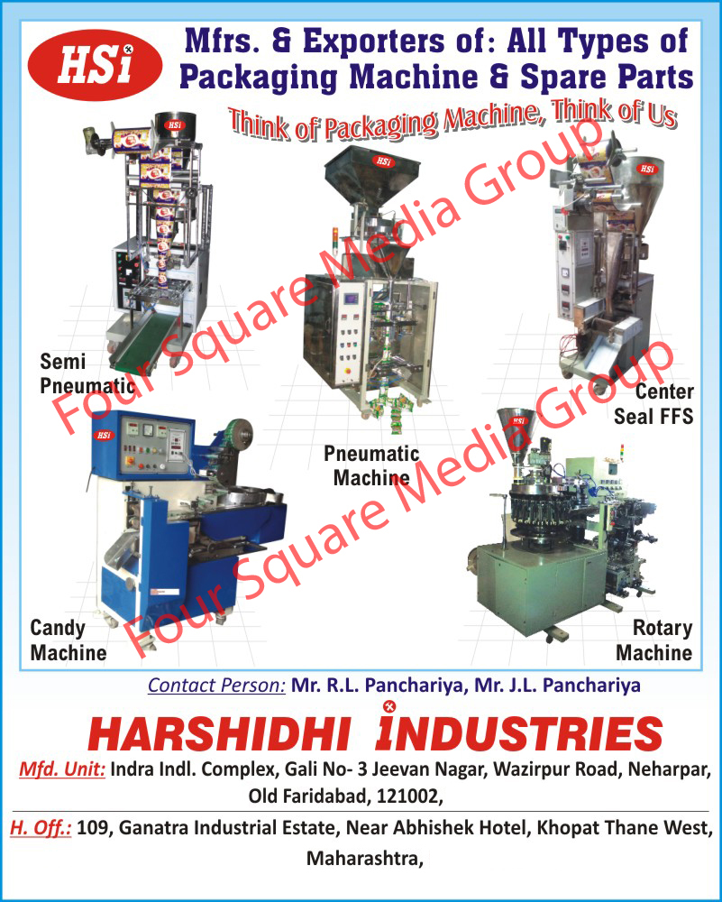 Packaging Machines, Packaging Machine Spare Parts, Pneumatic Machines, Center Seal FFS, Rotary Machines, Candy Machines, FFS Center Sealing Machines