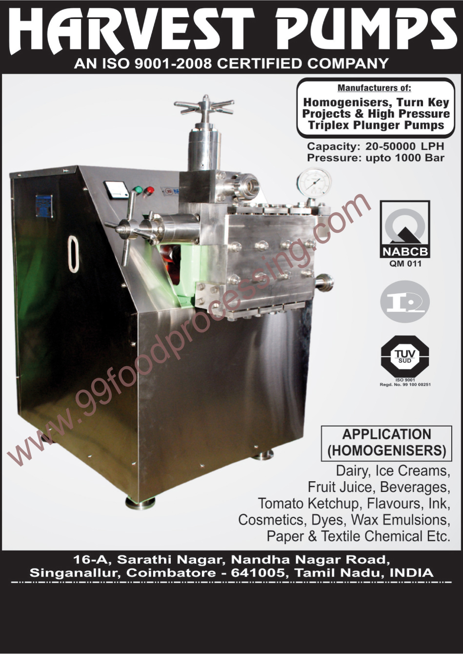 Homogenisers, Turnkey Projects, Triplex Plunger Pumps,High Pressure Homogenizer, Fruit Juice Homogenizer, Low Pressure Homogenizer, Pumps, Turn Key Projects, Laboratory Homogenizer, Homogenizer, Homogenizer For Dye Chemical, Homogenizer For Fruit Juice, Soy Milk Homogenizer, Pressure Homogenisers, Pressure Pumps, Ice Cream Plant, Dairy Plant, Industrial Plunger Pumps