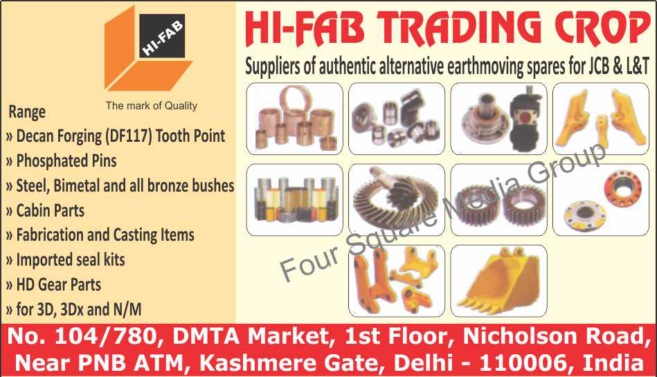 Alternative Earthmoving Spares, Alternative Earthmoving Spare Parts, Decan Forging Tooth Point, Phosphated Pins, Steel Bushes, Bimetal Bushes, Bronze Bushes, Cabin Parts, Seal Kits, HD Gear Parts, Earthmoving Spare Fabrication Items, Earthmoving Spare Casting Items