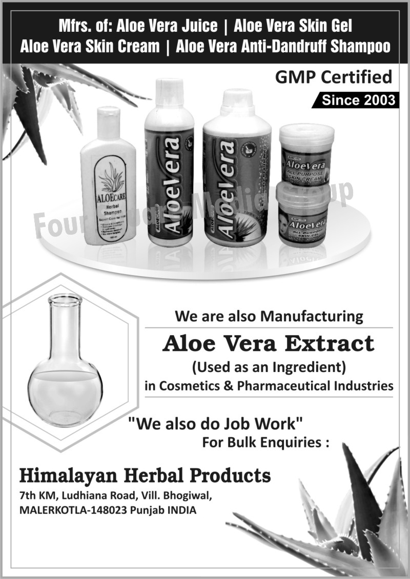 Aloe Vera Juices, Aloe Vera Skin Gels, Aloe Vera Skin Creams, Aloe Vera Anti Dandruff Shampoo, Aloe Vera Extracts