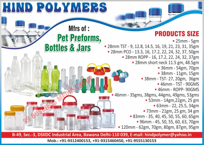 Pet Performs, Pet Bottles, Pet Jars