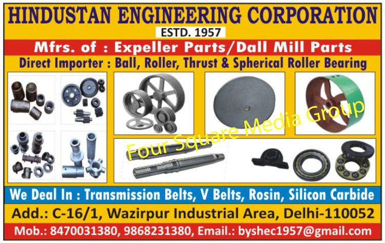 Expeller Part, Dall Mill Part, Ball Bearing, Roller Bearing, Thrust Bearing, Spherical Roller Bearing