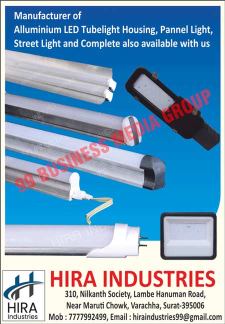 Aluminum Led Tube Light Housings, Panel Lights, Street Lights