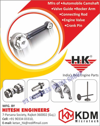 Automotive Camshafts, Rocker Arms, Connecting Rods, Engine Valves, Crank Pins, Automotive Engine Parts, Valve Guides