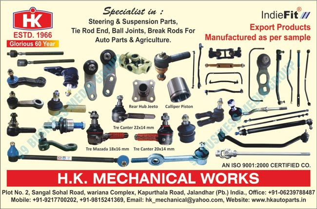 Agriculture Parts, Auto Parts, Agriculture Steering Parts, Agriculture Suspension Parts, Agriculture Tie Rod Ends, Agriculture Ball Joints, Agriculture Brake Rods, Auto Steering Parts, Auto Suspension Parts, Auto Tie Rod Ends, Auto Ball Joints, Auto Brake Rods, Rear Hub Jeeto, Calliper Pistons