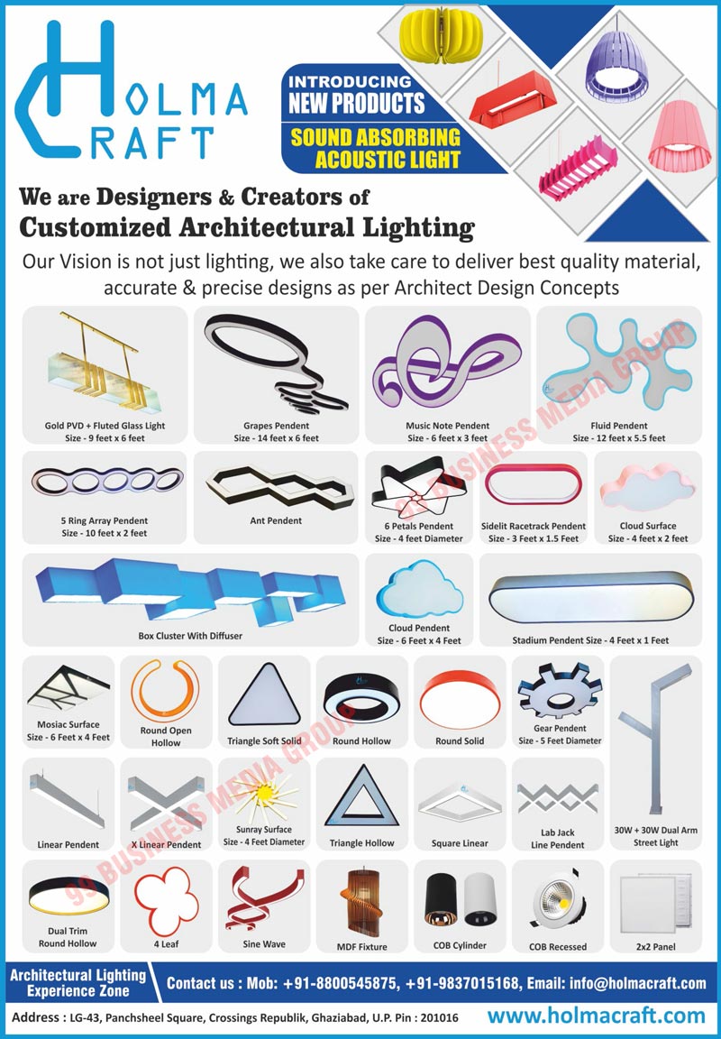 Architechtural Lights, MDF Lights, Decorative Fixtures, Bamboo Light Fixtures, Sound Absorbing Acoustic Lights, Gold PVD Glass Lights, Fluted Glass Lights, Grapes Pendant Lights, Music Note Pendant Lights, Fluid Pendant Lights, 5 Ring Array Pendant Lights, Ant Pendant Lights, 6 Petals Pendant Lights, Sidelit Racetrack Pendant Lights, Cloud Surface Pendant Lights, Box Cluster Lights, Cloud Pendant Lights, Stadium Pendant Lights, Mosiac Surface Lights, Round Open Hollow Lights, Triangle Soft Solid Lights, Round Hollow Lights, Round Solid Lights, Gear Pendant Lights, Linear Pendant Lights, X Linear Pendant Lights, Sunray Surface Lights, Triangle Hollow Lights, Square Linear Lights, Lab Jack Line Pendant Lights, Dual Arm Street Lights, Dual Trim Round Hollow Lights, 4 Leaf Lights, Sine Wave Lights, MDF Fixtures, COB Cylinder Lights, COB Recessed Lights, Panel Lights
