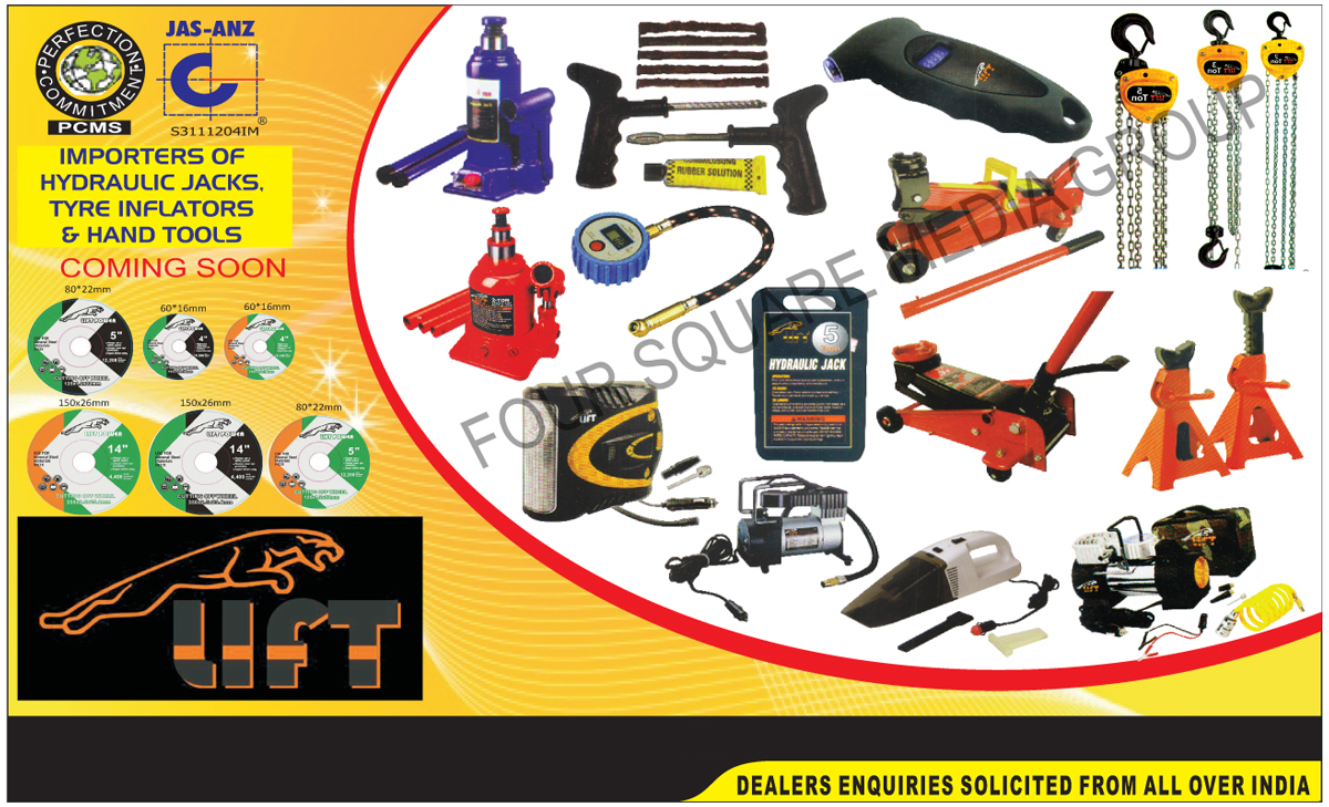 Hydraulic Jacks, Tyre Inflators, Brake Shoes, Scissor Jacks, Sheet Metal Components, Automotive Hand Tools, Jacks