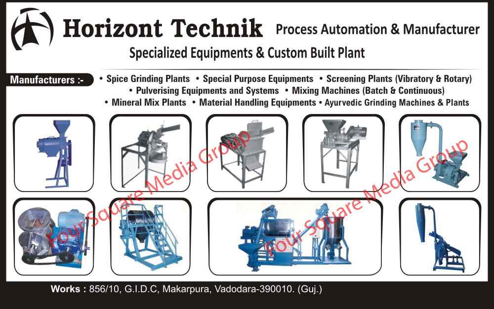 Plastic Grinders, Plastic Grinding Mills, Spice Grinding Machines, Spice Grinding Plants, Special Purpose Equipments, Screening Plants, Vibratory Plants, Rotary Plants, Pulverising Equipments, Pulverising Systems, Mixing Machines, Batch Mixing Machines, Continuous Mixing Machines, Mineral Mix Plants, Material Handling Equipments, Ayurvedic Grinding Machines, Ayurvedic Grinding Plants, Masala Grinding Machines, Masala Grinding Plants,Grinding Machines