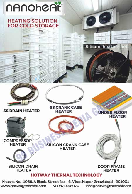 Wires, Cables, Aluminium Foil Heaters, Drain Heaters, Heat Tracers, PTFE Insulated Cables, PTFE Sleeves, Thermocouple Accessories, Drum Heaters, Electric Underfloor Heating Mats, Heated Door Mats, Teflon PTFE Insulated Wires, Teflon PTFE Insulated Cables, Floor Heaters, Heating Tapes, Door Heaters, Crank Case Heaters, Silicon Pad Heaters, Silicon Drain Heaters, Under Floor Heaters, Cold Storage Silicon Drain Heaters, Silicon Rubber Heaters, Constant Wattage Heat Trace Cables, Cold Storage Heating Solutions, Silicon Heating Belts, SS Drain Heaters, SS Crank Case Heaters, Compressor Heaters, Silicon Crank Case Heaters, Door Frame Heaters