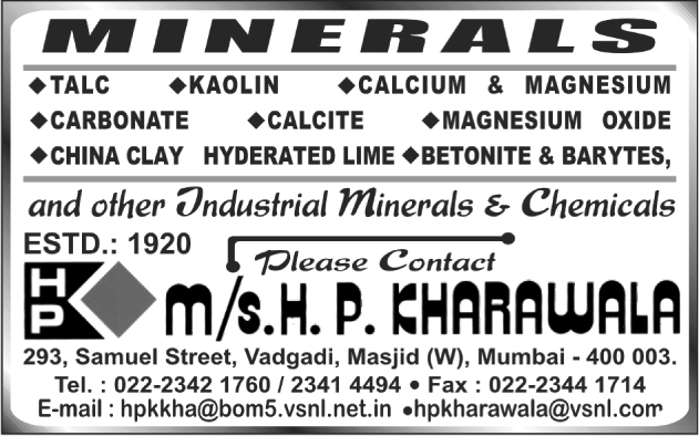 Industrial Minerals, Industrial Chemicals, Talc Minerals, Kaolin Minerals, Calcium Minerals, Magnesium Minerals, Carbonate Minerals, Calcite Minerals, Magnesium Oxide Minerals, China Clay Hyderated Lime Minerals, Betonite Minerals, Barytes Minerals