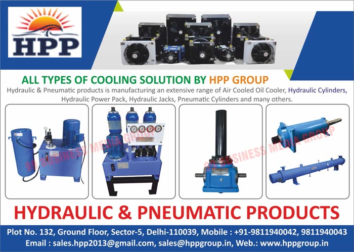 Cooling Solutions, Air Cooled Oil Coolers, Hydraulic Cylinders, Hydraulic Power Packs, Hydraulic Jacks, Pneumatic Cyclinders