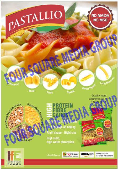 Wheat Flour Pastas, Atta Pastas, Durum Wheat Semolina Pastas, Tri Color Pastas, Macaronies