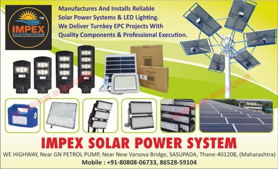 Solar Power Systems, Solar Led Lights