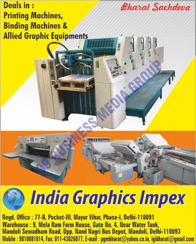 Printing Machines, Binding Machines, Allied Graphic Equipments