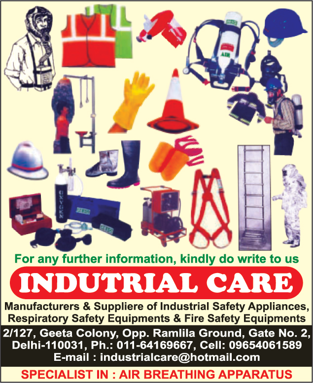 Industrial Safety Appliances, Air Breathing  Apparatus, Fire Suits, Rope Ladders, Safety nets, Boiler Suits, Wind Socks, Respiratory Safety Equipments, Fire Safety Equipments, Spark Arrestors, Chemical Suit, PVC Suit, Life Jackets, Safety Products, Safety Barricading Tapes, Fire Blankets, Nose Masks, Safety Goggles, Face Shields, Dust Masks, First Aid Equipment, Safety Shoes, Gumboots, Safety Helmets, Traffic Cones