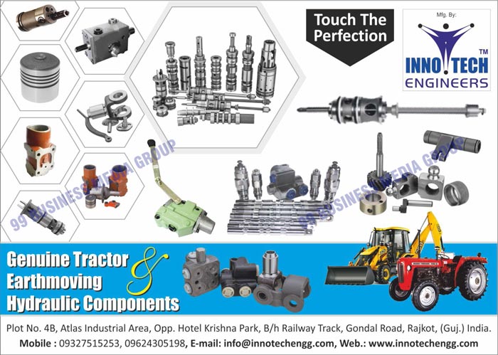 Tractor Parts, Tractor Spare Parts, Genuine Tractor Hydraulic Components, Earthmoving Hydraulic Components, Machine Tool Parts, Hydraulic Control Valves, Spool Valves, CNC Machine Parts, Shafts, Hydraulic Unit Safety Valves, Forged Castings, Investment Castings, Fully Assembled Parts, Fully Sub Assembled Parts, Cast Iron Parts